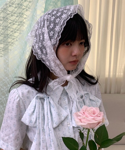 kutir（クティール）の「kutirlune／レースバブーシュカ（その他ヘアアクセサリー・レディース・ライトホワイト・FREE）」の13枚目の写真