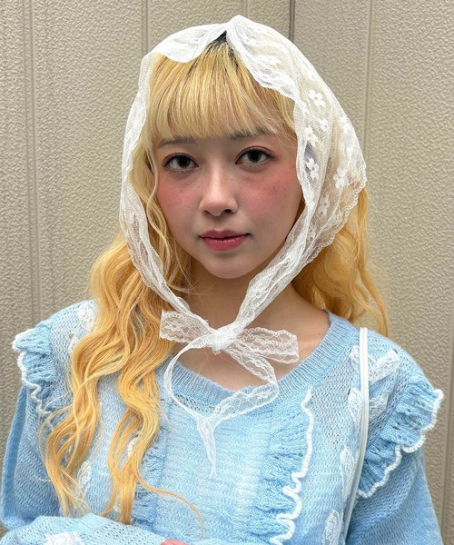 kutir（クティール）の「kutirlune／レースバブーシュカ（その他ヘアアクセサリー・レディース・ライトホワイト・FREE）」の9枚目の写真