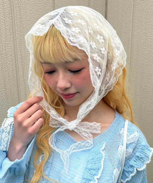 kutir（クティール）の「kutirlune／レースバブーシュカ（その他ヘアアクセサリー・レディース・ライトホワイト・FREE）」の10枚目の写真