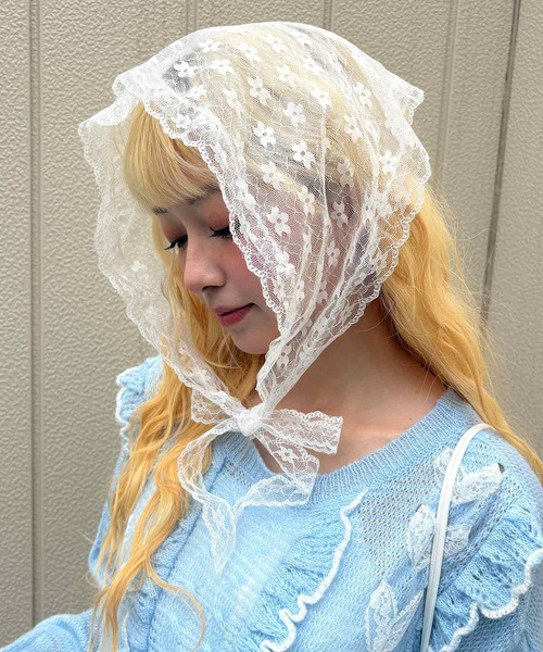 kutir（クティール）の「kutirlune／レースバブーシュカ（その他ヘアアクセサリー・レディース・ライトホワイト・FREE）」の11枚目の写真