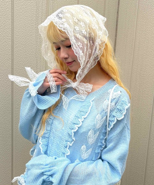 kutir（クティール）の「kutirlune／レースバブーシュカ（その他ヘアアクセサリー・レディース・ライトホワイト・FREE）」の12枚目の写真
