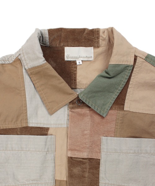 Universal Style Wear（ユニバーサルスタイルウェア）の「Universal Style Wear パッチワーク シャツ（シャツ/ブラウス・メンズ・ブラック/カーキ/オフホワイト/ベージュ・MEDIUM/LARGE/X-LARGE）」の15枚目の写真
