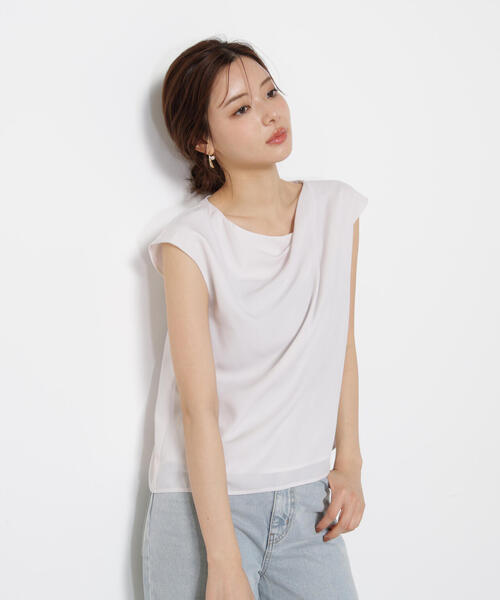 PROPORTION BODY DRESSING(プロポーションボディドレッシング)の「ニュアンスネックフレンチスリーブブラウス / 1215210617(シャツ/ブラウス・レディース・ダークグレー/オフホワイト/ボルドー/ネイビー・FREE)」の2枚目の写真