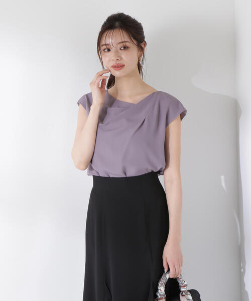 PROPORTION BODY DRESSING(プロポーションボディドレッシング)の「ニュアンスネックフレンチスリーブブラウス / 1215210617(シャツ/ブラウス・レディース・ダークグレー/オフホワイト/ボルドー/ネイビー・FREE)」の10枚目の写真