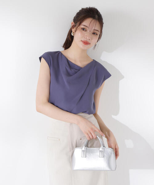 PROPORTION BODY DRESSING(プロポーションボディドレッシング)の「ニュアンスネックフレンチスリーブブラウス / 1215210617(シャツ/ブラウス・レディース・ダークグレー/オフホワイト/ボルドー/ネイビー・FREE)」の3枚目の写真