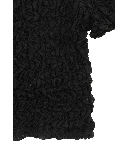 CLANE（クラネ）の「CLANE/クラネ/W FACE SHIRRING CROPPED TOPS（Tシャツ/カットソー・レディース・アイボリー/ブラック/ブラウン・1）」の7枚目の写真