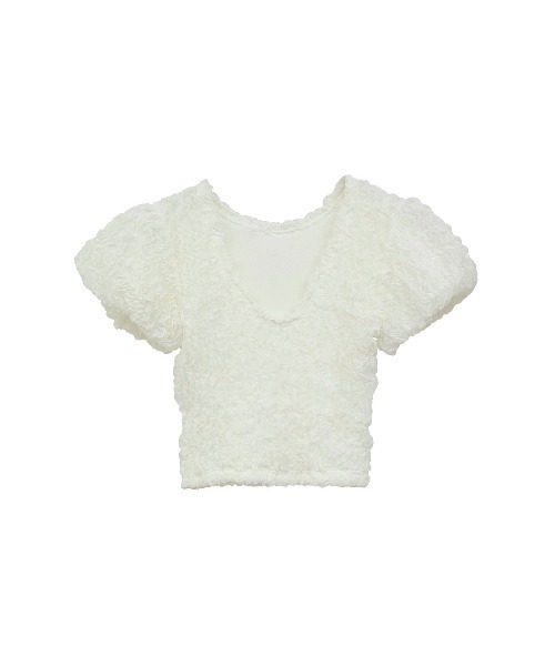 CLANE/クラネ/W FACE SHIRRING CROPPED TOPS（Tシャツ