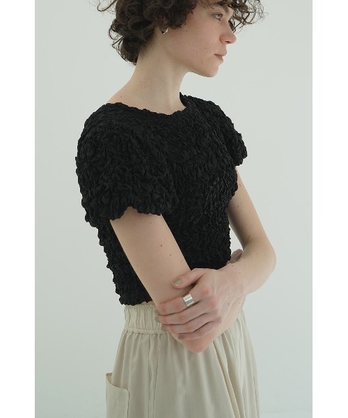 CLANE（クラネ）の「CLANE/クラネ/W FACE SHIRRING CROPPED TOPS