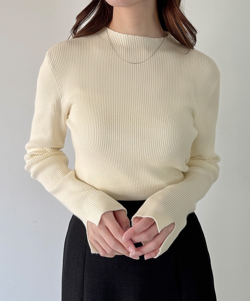 mipiarl(ミピアール)の「袖口スリットリブニット(ニット/セーター・レディース・ピンクベージュ/アイボリー/ブラック・LARGE/MEDIUM)」の5枚目の写真