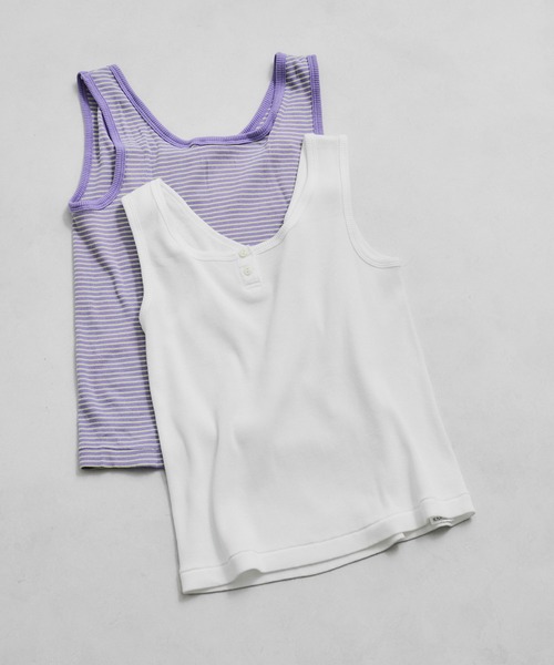 Healthknit/ヘルスニット】Tubular Rib Henley/N 2Way Tanktop