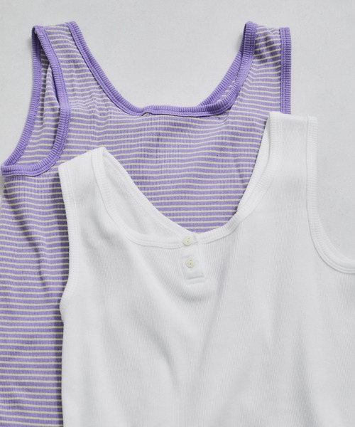 Healthknit(ヘルスニット)の「【Healthknit/ヘルスニット】Tubular Rib Henley/N 2Way Tanktop(タンクトップ・レディース・ブルー系その他2/ダークパープル/ミント/ホワイト/チャコールグレー・FREE)」の17枚目の写真