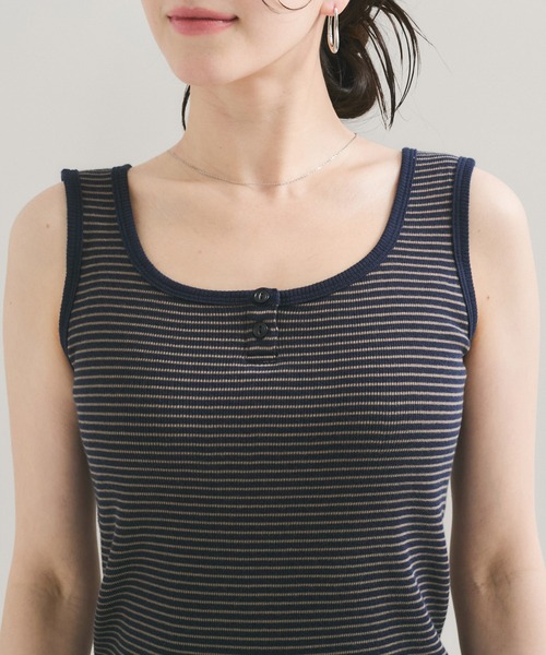 Healthknit(ヘルスニット)の「【Healthknit/ヘルスニット】Tubular Rib Henley/N 2Way Tanktop(タンクトップ・レディース・ブルー系その他2/ダークパープル/ミント/ホワイト/チャコールグレー・FREE)」の9枚目の写真