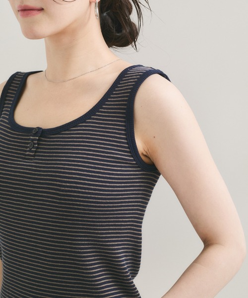 Healthknit(ヘルスニット)の「【Healthknit/ヘルスニット】Tubular Rib Henley/N 2Way Tanktop(タンクトップ・レディース・ブルー系その他2/ダークパープル/ミント/ホワイト/チャコールグレー・FREE)」の10枚目の写真