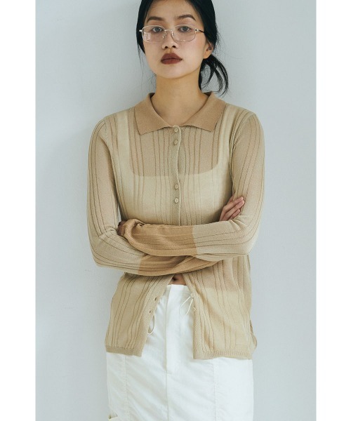 marjour(マージュール)の「SHEER POLO KNIT(カーディガン/ボレロ・レディース・ベージュ・M)」の13枚目の写真