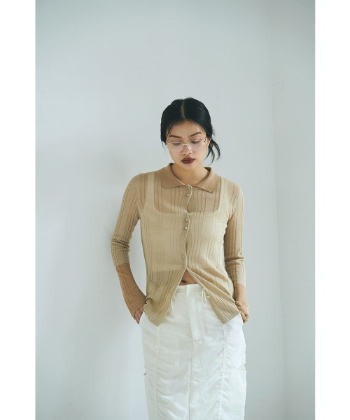 marjour(マージュール)の「SHEER POLO KNIT(カーディガン/ボレロ・レディース・ベージュ・M)」の21枚目の写真