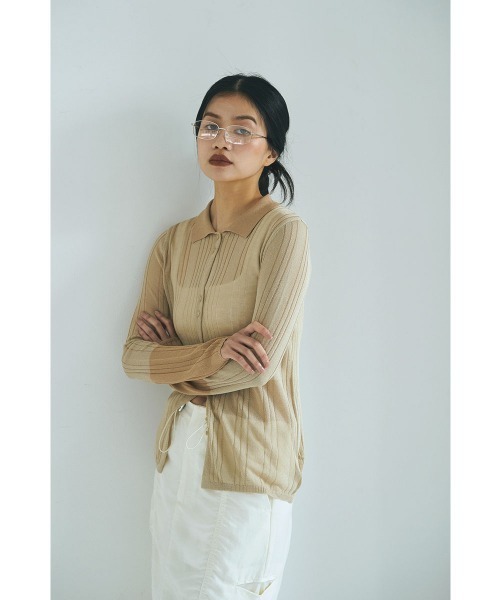 marjour(マージュール)の「SHEER POLO KNIT(カーディガン/ボレロ・レディース・ベージュ・M)」の22枚目の写真