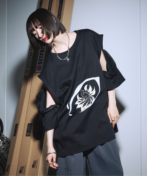 狐独】フォックスプリント2wayノースリーブTシャツ（Tシャツ