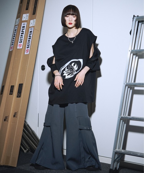 狐独(コドク)の「フォックスプリント2wayノースリーブTシャツ(Tシャツ/カットソー・メンズ・ブラック/オフホワイト・MEDIUM/LARGE)」の10枚目の写真