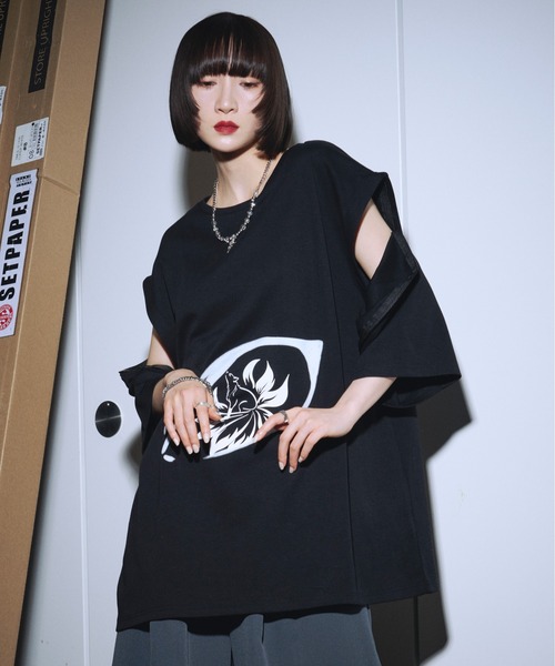 狐独(コドク)の「フォックスプリント2wayノースリーブTシャツ(Tシャツ/カットソー・メンズ・ブラック/オフホワイト・MEDIUM/LARGE)」の12枚目の写真