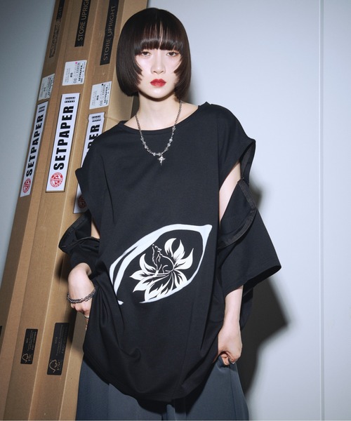 狐独(コドク)の「フォックスプリント2wayノースリーブTシャツ(Tシャツ/カットソー・メンズ・ブラック/オフホワイト・MEDIUM/LARGE)」の13枚目の写真
