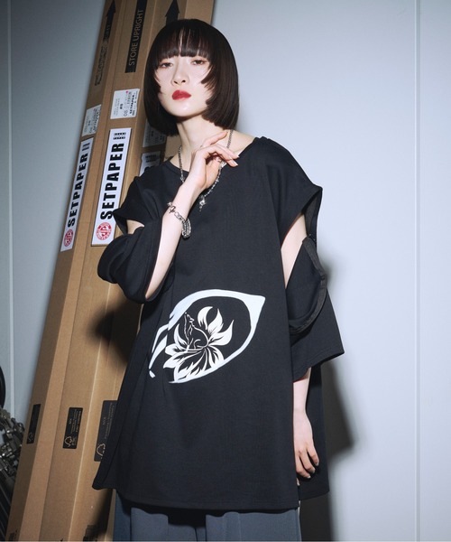 狐独(コドク)の「フォックスプリント2wayノースリーブTシャツ(Tシャツ/カットソー・メンズ・ブラック/オフホワイト・MEDIUM/LARGE)」の14枚目の写真