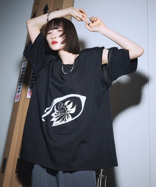 狐独(コドク)の「フォックスプリント2wayノースリーブTシャツ(Tシャツ/カットソー・メンズ・ブラック/オフホワイト・MEDIUM/LARGE)」の15枚目の写真