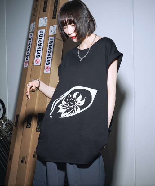 狐独(コドク)の「フォックスプリント2wayノースリーブTシャツ(Tシャツ/カットソー・メンズ・ブラック/オフホワイト・MEDIUM/LARGE)」の9枚目の写真
