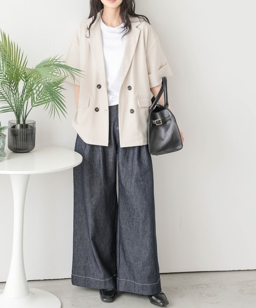 La-gemme（ラジェム）の「ハーフスリーブジャケット（その他アウター・レディース・グレー/オフホワイト/ブラック/グレイッシュベージュ/ベージュ・フリー）」の20枚目の写真