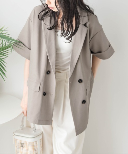 La-gemme（ラジェム）の「ハーフスリーブジャケット（その他アウター・レディース・グレー/オフホワイト/ブラック/グレイッシュベージュ/ベージュ・フリー）」の15枚目の写真