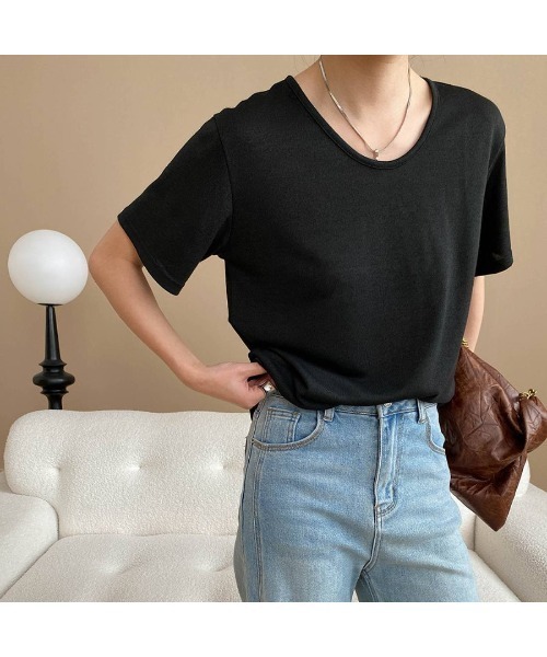 Forcement(フォースメント)の「デイリーに役立つラウンドネック半袖Tシャツ(Tシャツ/カットソー・レディース・ダークグレー/ブラック/グレー・FREE)」の9枚目の写真