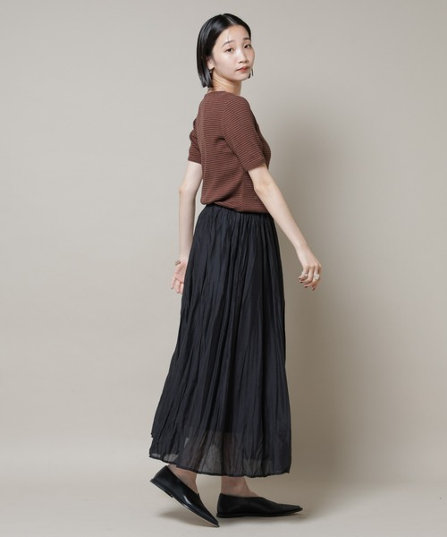 NANO universe（ナノユニバース）の「マルチボーダーテレコリブカットトップス（Tシャツ/カットソー・レディース・ブラック/ホワイト/ブラウン・FREE）」の8枚目の写真