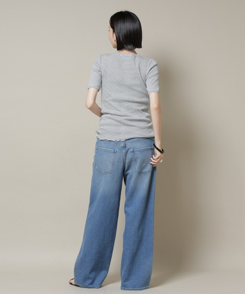 NANO universe（ナノユニバース）の「マルチボーダーテレコリブカットトップス（Tシャツ/カットソー・レディース・ブラック/ホワイト/ブラウン・FREE）」の15枚目の写真