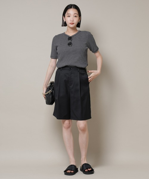 NANO universe（ナノユニバース）の「マルチボーダーテレコリブカットトップス（Tシャツ/カットソー・レディース・ブラック/ホワイト/ブラウン・FREE）」の21枚目の写真