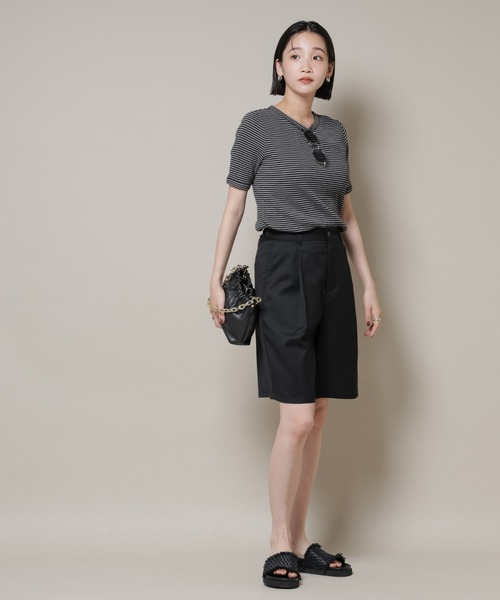 NANO universe（ナノユニバース）の「マルチボーダーテレコリブカットトップス（Tシャツ/カットソー・レディース・ブラック/ホワイト/ブラウン・FREE）」の22枚目の写真