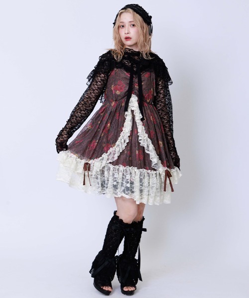 axes femme（アクシーズファム）の「リボン×レースレッグカバー（レッグウォーマー・レディース・ブラック/キナリ・FREE）」の6枚目の写真