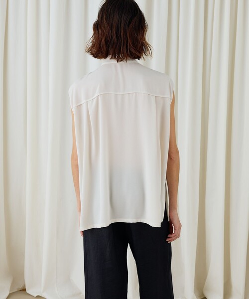 デプレ☆新品今期ジャージーライクジョーゼットブラウス黒DESPRES ジャージーライクジョーゼット パイピングブラウス（シャツ/ブラウス