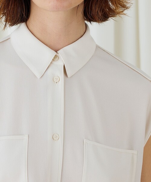 ジャージーライクジョーゼット パイピングブラウス（シャツ/ブラウス