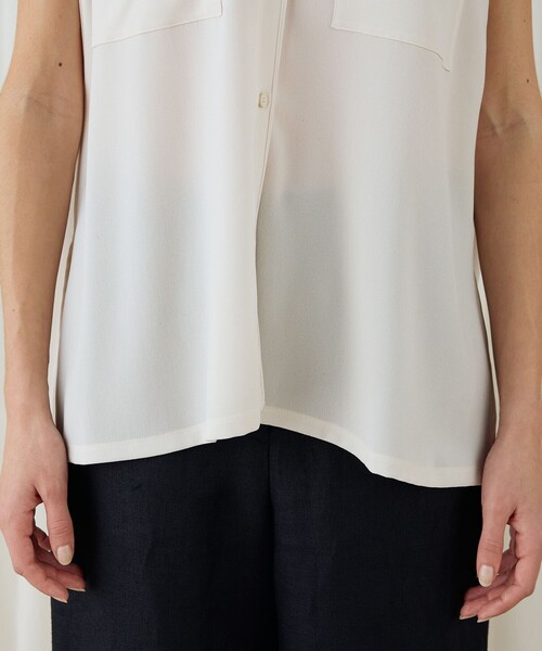 ジャージーライクジョーゼット パイピングブラウス（シャツ/ブラウス