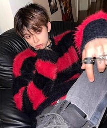 WARAIJOGO（ワライジョウゴ）の「【WARAIJOGO】オーバーサイズボーダーシャギーニット(NEZ)（ニット/セーター）」