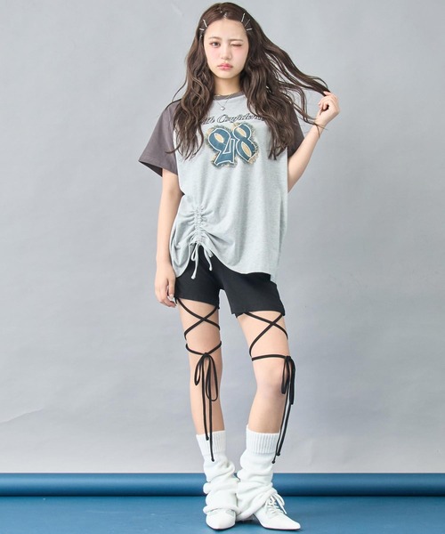 ANAP（アナップ）の「【 セルフカット調節可能 】クロスストラップバイカーレギンスパンツ（その他パンツ・レディース・ホワイト/ブラック・XS/S）」の9枚目の写真