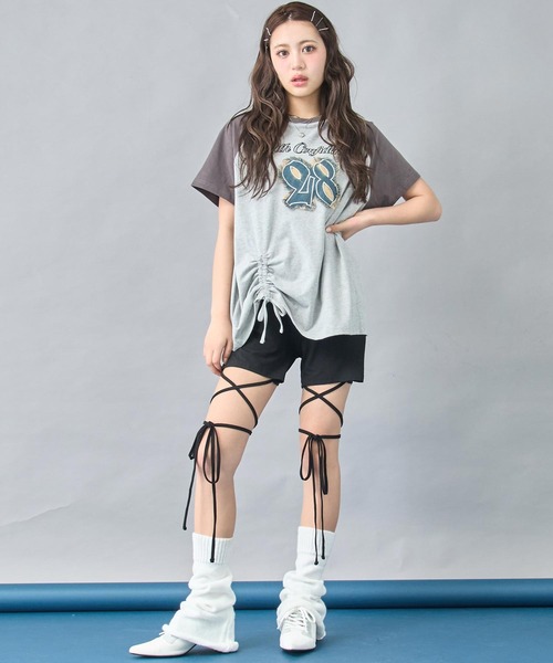 ANAP（アナップ）の「【 セルフカット調節可能 】クロスストラップバイカーレギンスパンツ（その他パンツ・レディース・ホワイト/ブラック・XS/S）」の10枚目の写真