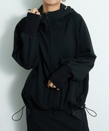 UNDOVE【SMART ECO JERSEY】ダブルジップ切替パーカー　（リブ使い/指穴/ダブルジップ/ポケット付/防シワ/ストレッチ/イージーケア/UV/ウォッシャブル）