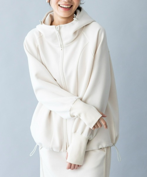 新品【Reneルネ】ウォッシャブル透かし編みダブルジップパーカー36 WESTSEA パーカー 透かし編みニット オーバーサイズ ZIPパーカー