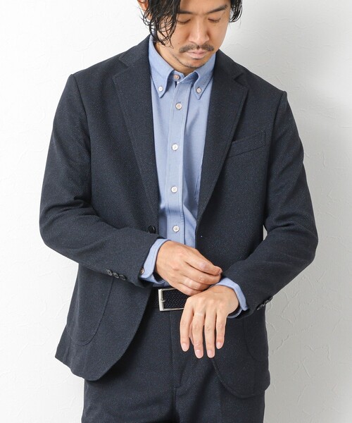 NOLLEY’S（ノーリーズ）の「《ビジカジ/セットアップ対応》【尾州】先染めハニカムイージーJK 25AW（テーラードジャケット・メンズ・グレー/ネイビー/ダークブラウン/ブラック・S/M/L/XL/XXL）」の4枚目の写真