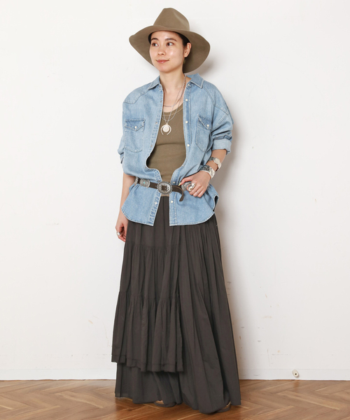 EVERYDAY I LIKE.(エヴリディアイライク)の「*Dramatic Wrap Skirt(スカート・レディース・ブラウン/ブラック・36/38)」の9枚目の写真