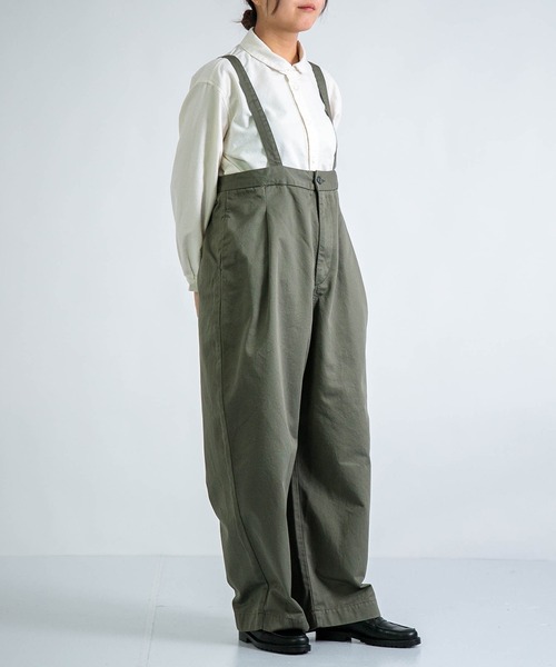 D.M.G.（ドミンゴ）の「[D.M.G. / ディーエムジー] 高密度チノクロス サスペンダーワークトラウザー（サロペット/オーバーオール・レディース・オリーブ/ベージュ・M）」の21枚目の写真