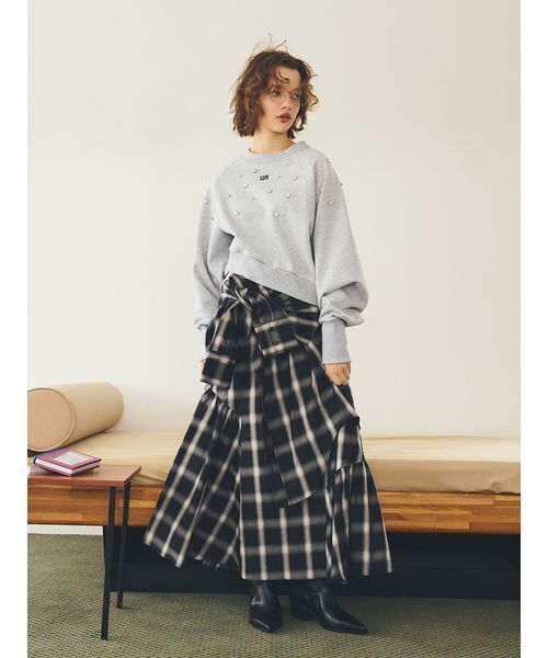 FURFUR（ファーファー）の「シャツドッキングチェックスカート（スカート・レディース・レッド/ブラック/ブルー・F）」の5枚目の写真