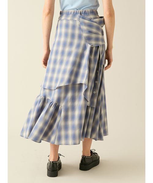 FURFUR（ファーファー）の「シャツドッキングチェックスカート（スカート・レディース・レッド/ブラック/ブルー・F）」の10枚目の写真