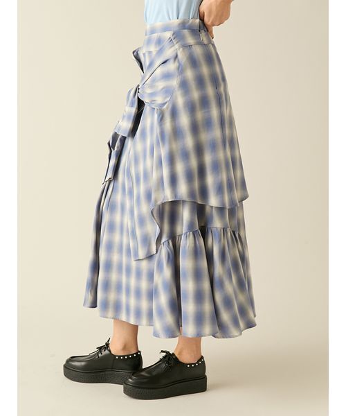 FURFUR（ファーファー）の「シャツドッキングチェックスカート（スカート・レディース・レッド/ブラック/ブルー・F）」の11枚目の写真