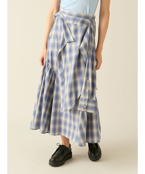 FURFUR（ファーファー）の「シャツドッキングチェックスカート（スカート・レディース・レッド/ブラック/ブルー・F）」の12枚目の写真